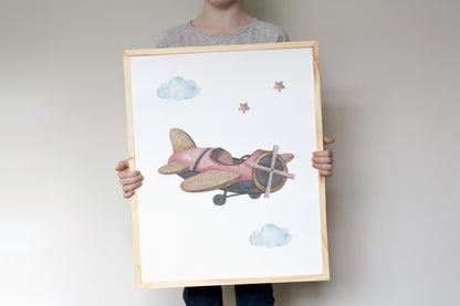 Airplanes Wall Art, Aviation Nursery Prints Set of 6 - Little Aviator