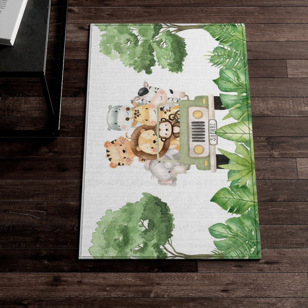 Safari nursery rug, Anti-slip backing | Jungle animals Kids Room Rug  - SaE