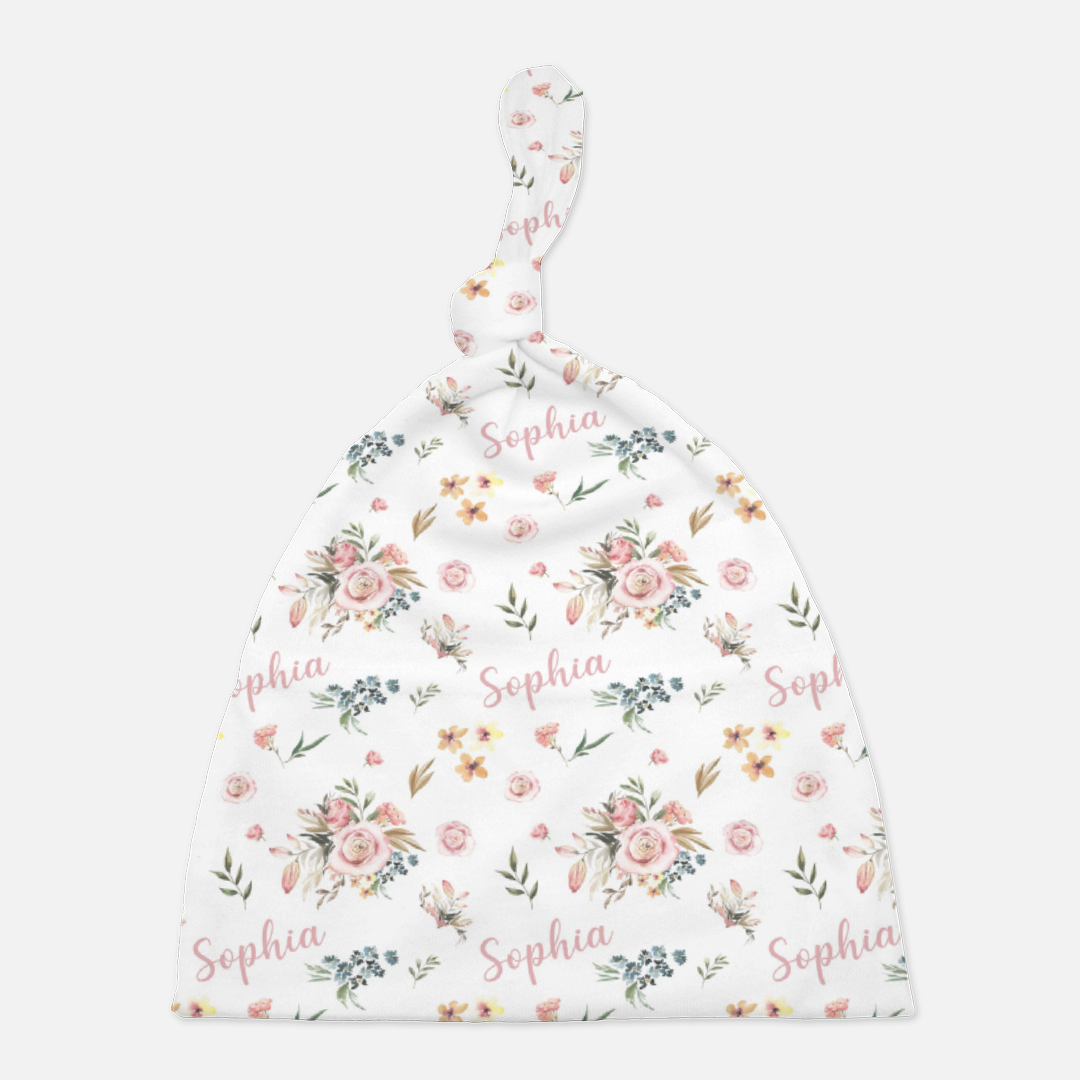 Pink Floral Personalized Baby Swaddle Set, Roses Hospital Baby Girl Blanket - Candy Rose