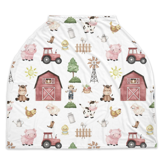 Farm Car Seat Cover | Barnyard nursing cover boy - Little Farmer
