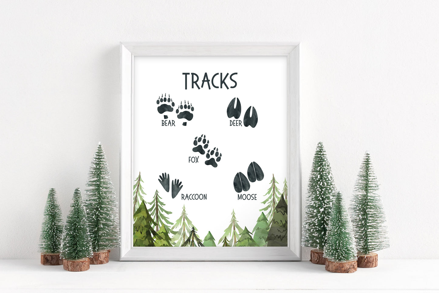 Animals Tracks Nursery Wall Art, Woodland Nursery Prints Set of 6