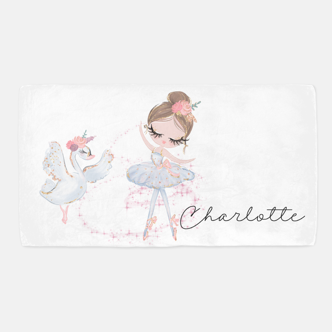 Swan and Ballerina Personalized Crib Sheet, Ballet Nursery Bedding - Sweet Ballet