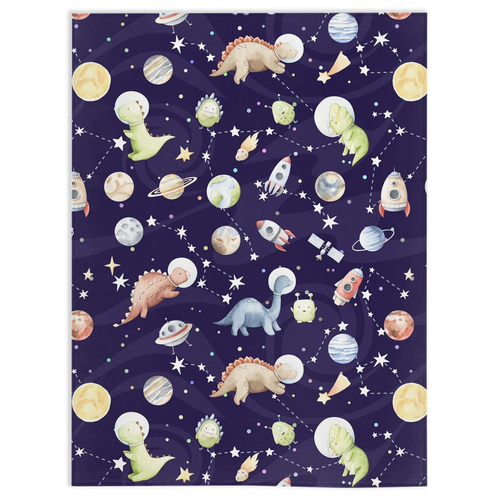 Dinosaurs Space Minky Blanket. Space Nursery Bedding
