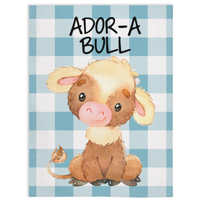 Ador-a Bull Minky Blanket, Farm Nursery Bedding - Farm Babies