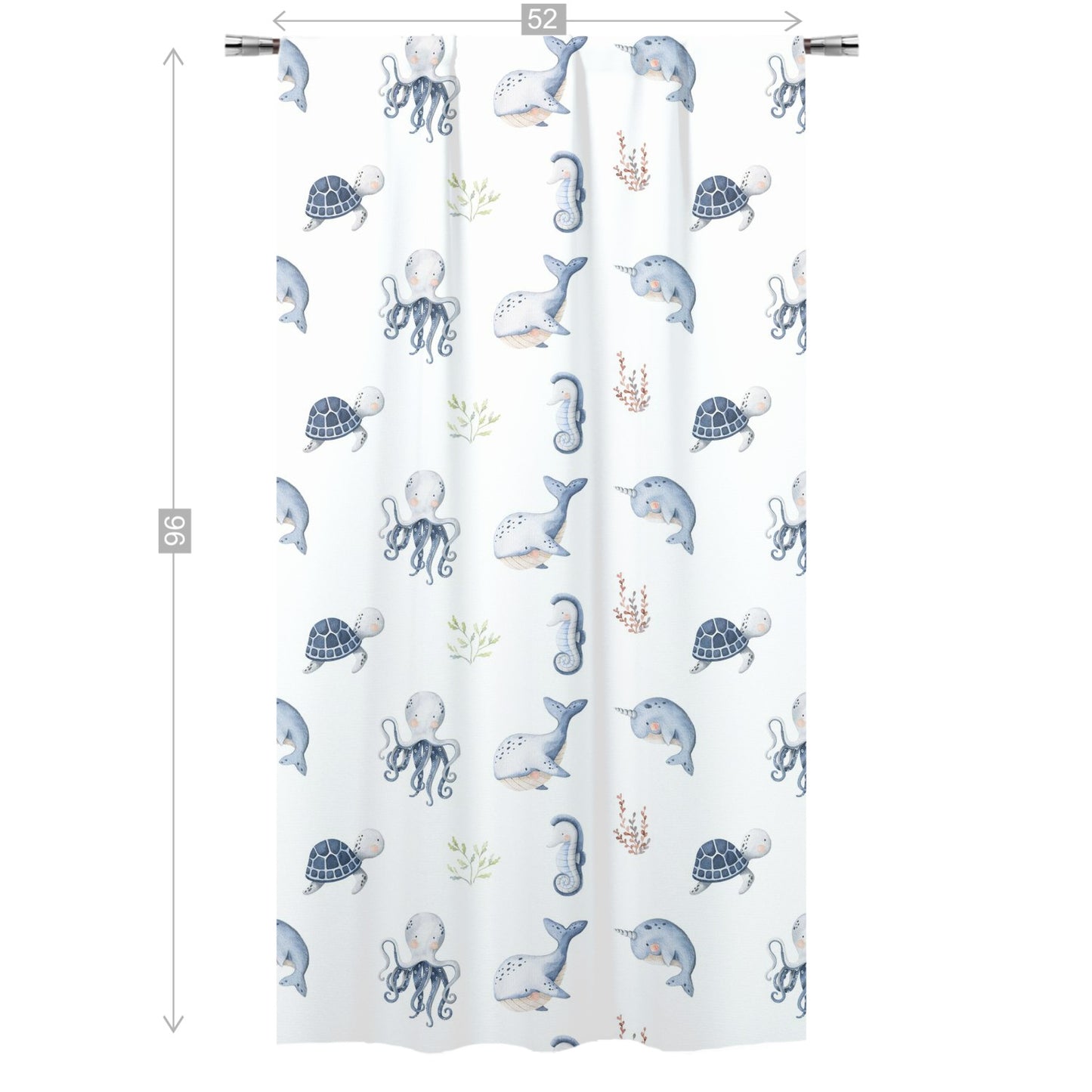 Under the Sea Nursery Curtains Single Panel | Sea Animals Nursery Decor - Little Ocean