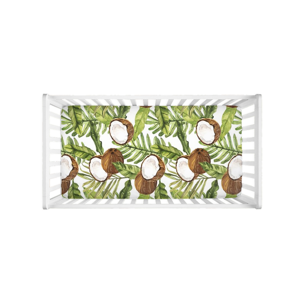 Coconut Crib Sheet, Tropical Nursery Bedding - Little Coconut