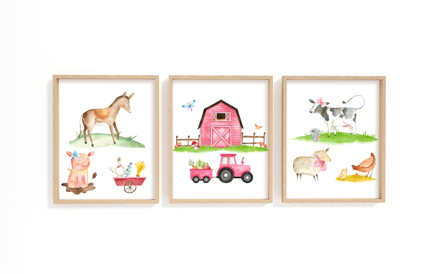 Girl Farm Wall Art, Farm Nursery Prints set of 3 - Farm Sweet Farm