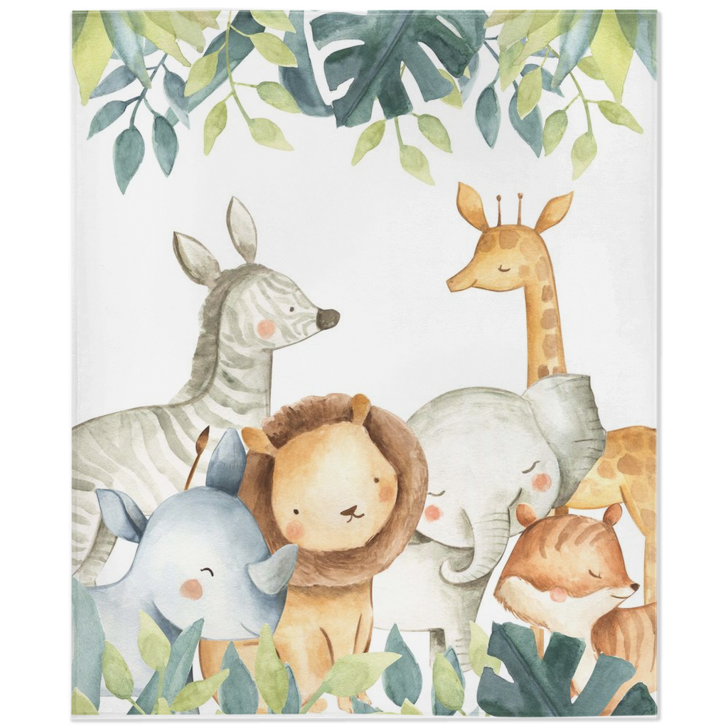 Safari Animals Minky Blanket, Jungle Nursery Bedding - Baby Africa