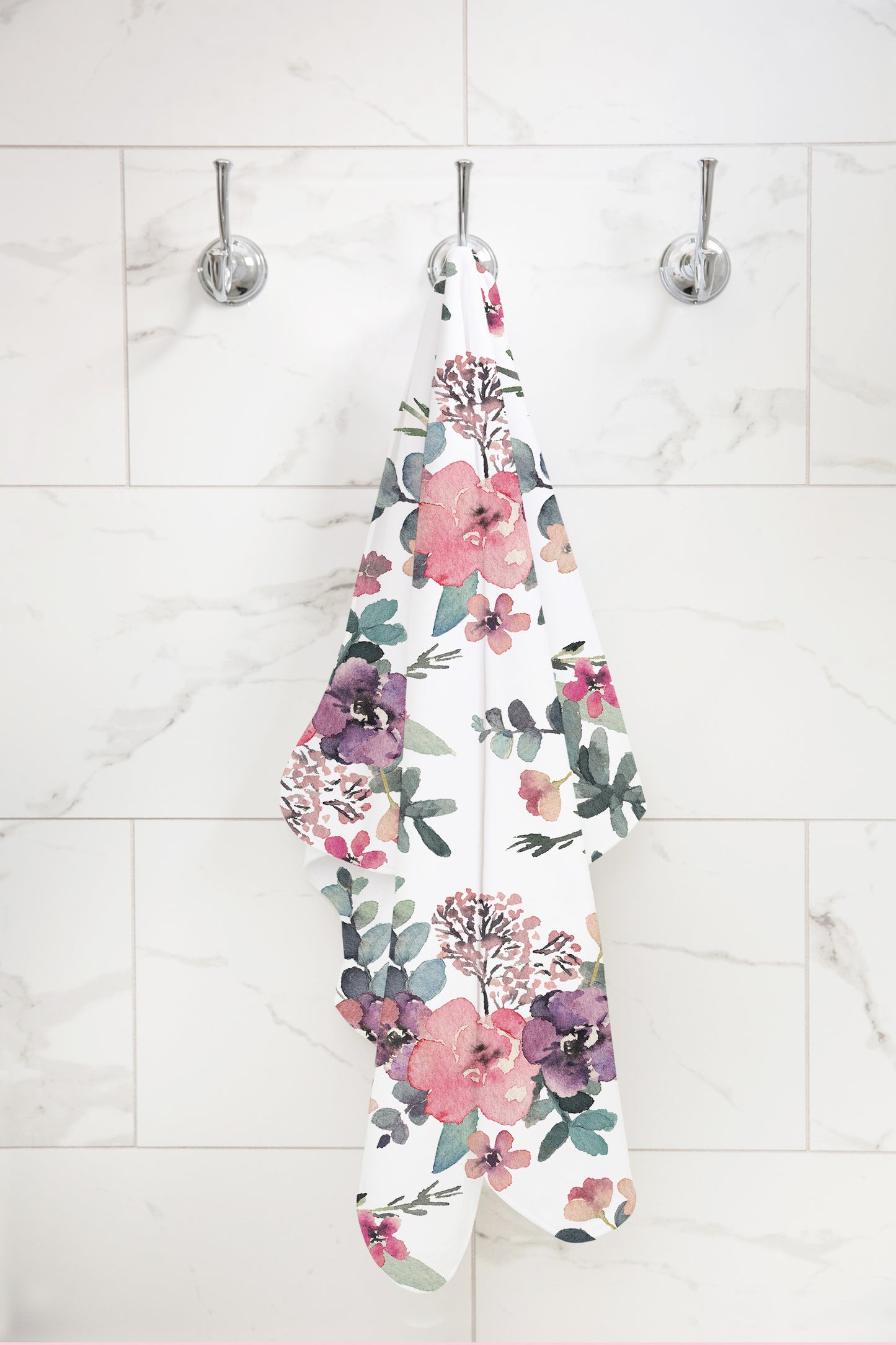 Floral Hooded Baby Towel, Baby Girl Bathroom Towel - Wild Pink