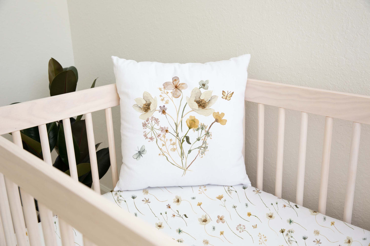 Wild flowers pillow, Floral pillow cover - Mustard Wildflowers