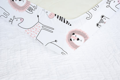 Pink Safari Minky Crib Sheet, Jungle Nursery Bedding
