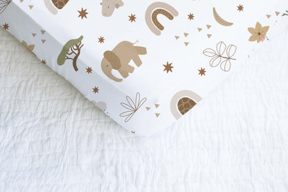 Safari Crib Sheet, Boho Nursery Bedding- Modern Safari