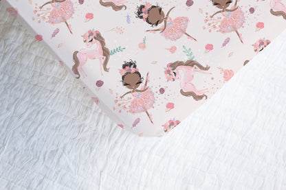 Ballerina Minky Crib Sheet, Ballet Nursery Bedding- Sweet Ballet