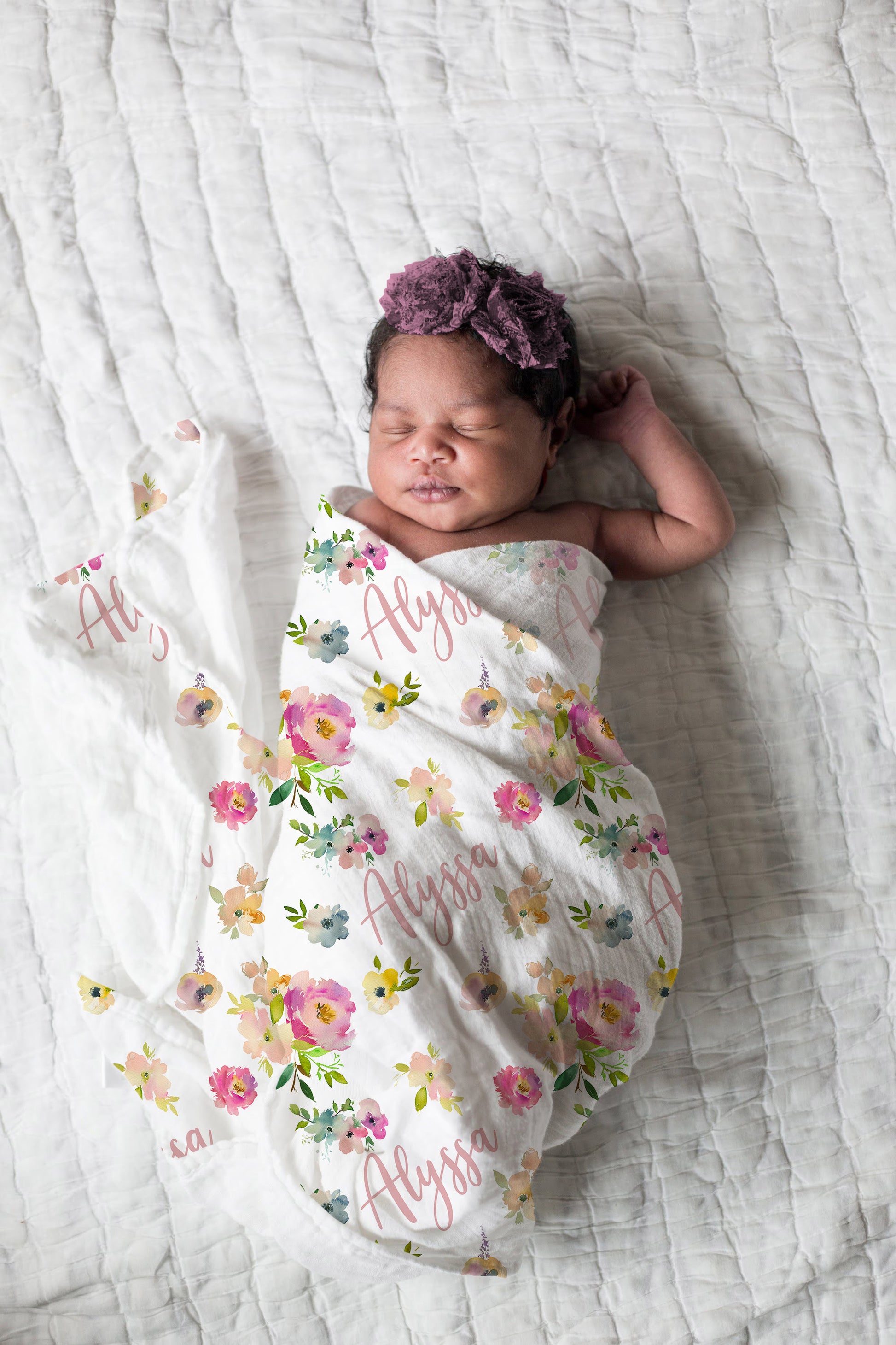 Baby Swaddle Blanket & Headbands, Hospital Blanket, Swaddle and