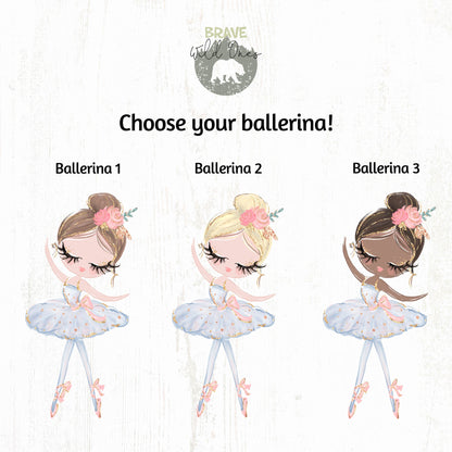 Personalized Floral Ballerina Blanket, Ballet Nursery Bedding - Sweet Ballet