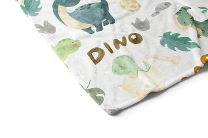Dinosaurs blanket, Dinosaurs nursery bedding - Prehistoric Friends