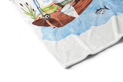 Fishing Personalized Minky Blanket, Gone fishing Nursery Bedding - Little Fisherman