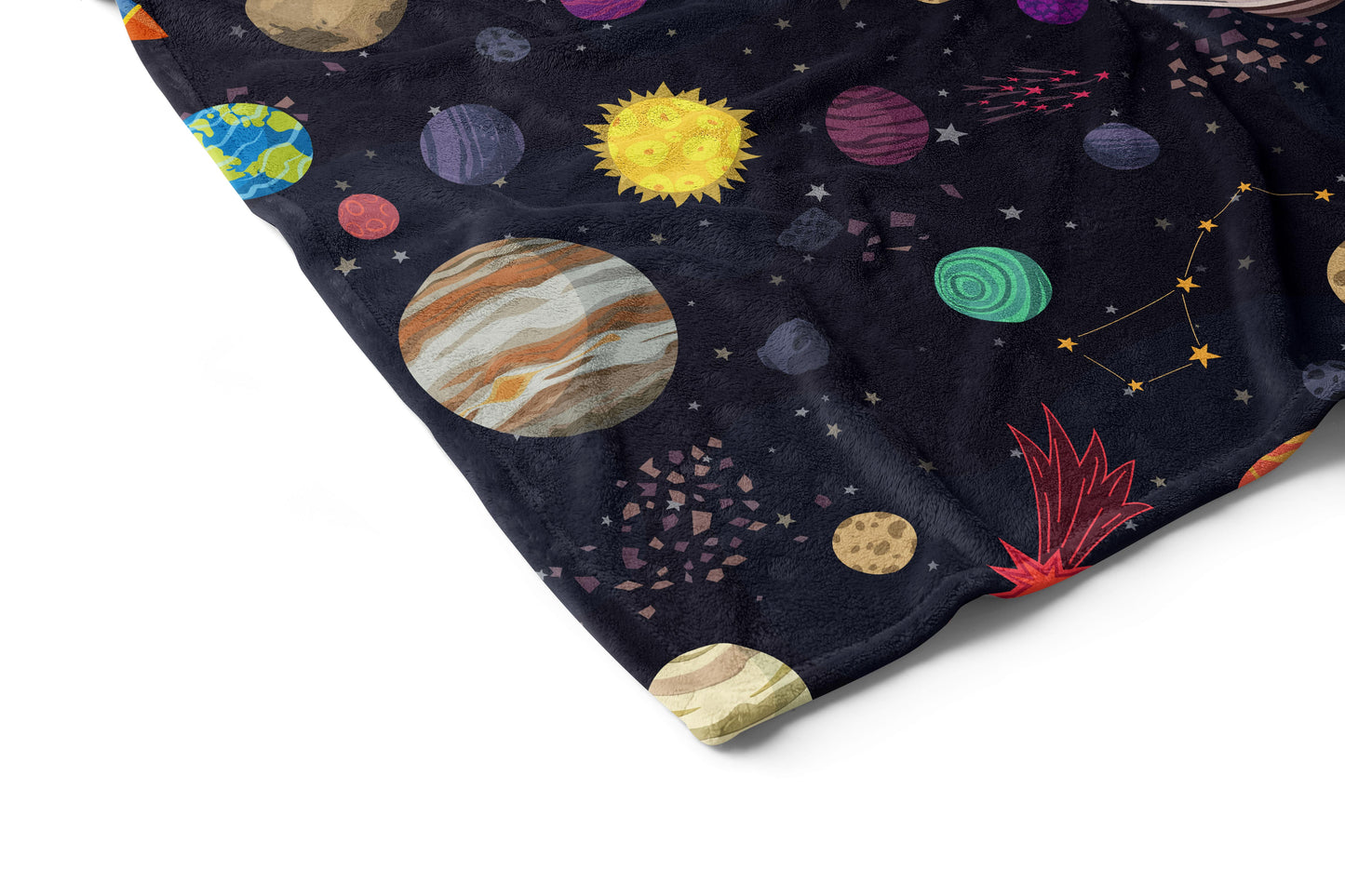 Solar System Minky Blanket, Space Kids room bedding