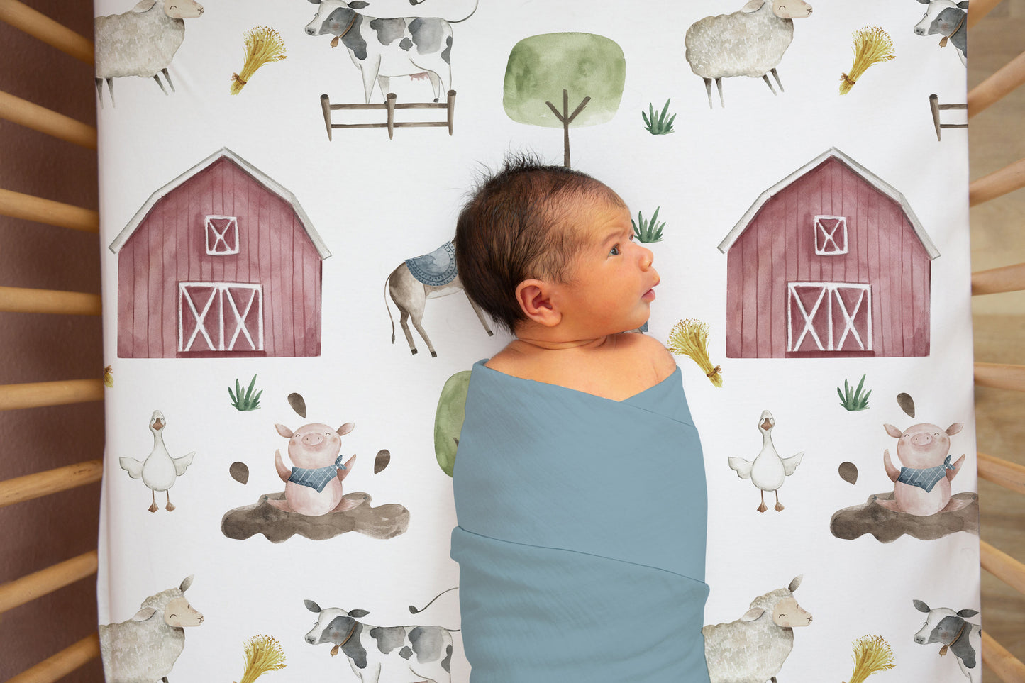 Farm Crib Sheet | Barnyard Nursery Bedding - The Farm