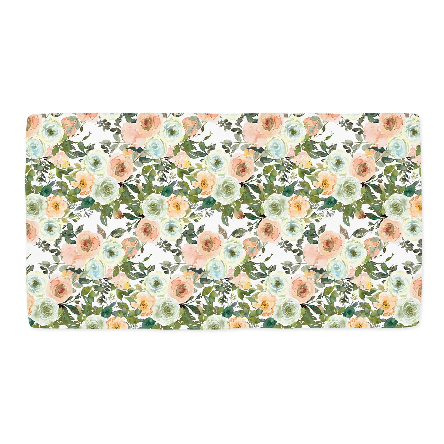 Floral Minky Crib Sheet, Baby Girl Nursery Bedding - Peach Mint Garden