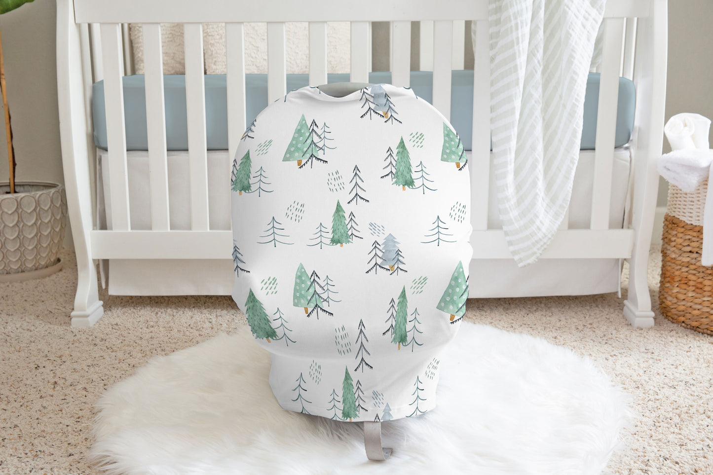 Forest Car Seat Cover, Pine Trees Nursing Cover - Scandi Woodland
