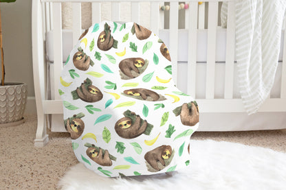 Little Sloth Car Seat Cover, Tropical Nursing Cover