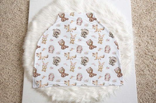 Woodland Animals Car Seat Cover, Forest Nursing Cover - Forest Friends