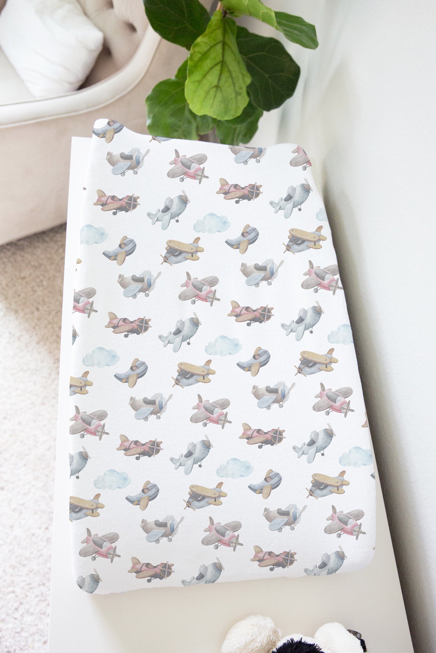 Airplanes Changing Pad Cover, Airplanes Nursery Decor- Little Aviator