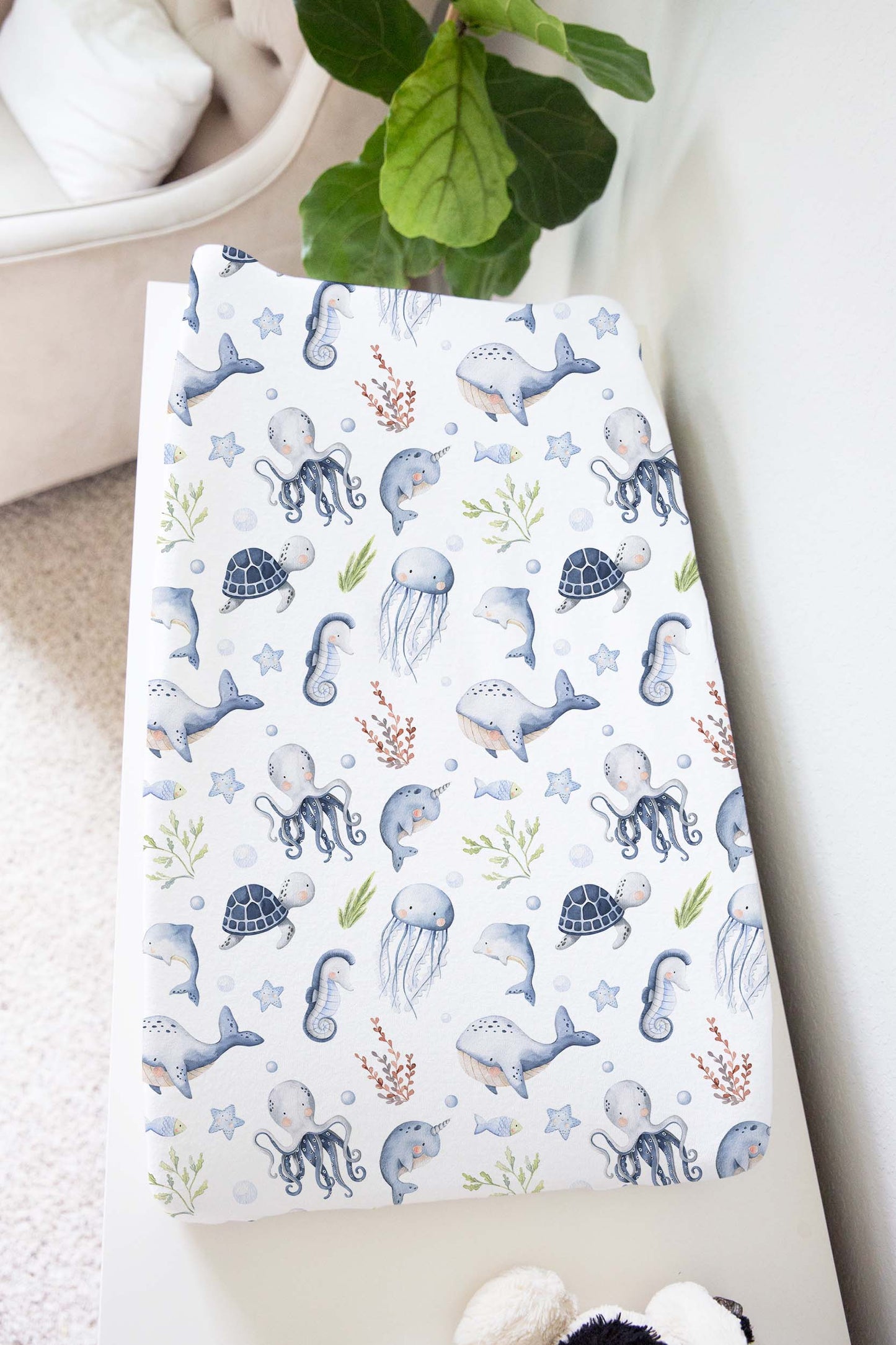 Ocean Changing Pad Cover, Under The Sea Nursery Decor - Little Ocean