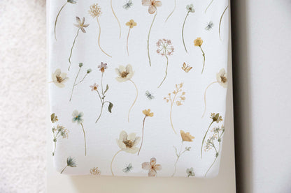Wild Flowers Changing Pad Cover, Boho Floral Changing pad - Mustard WildFlowers