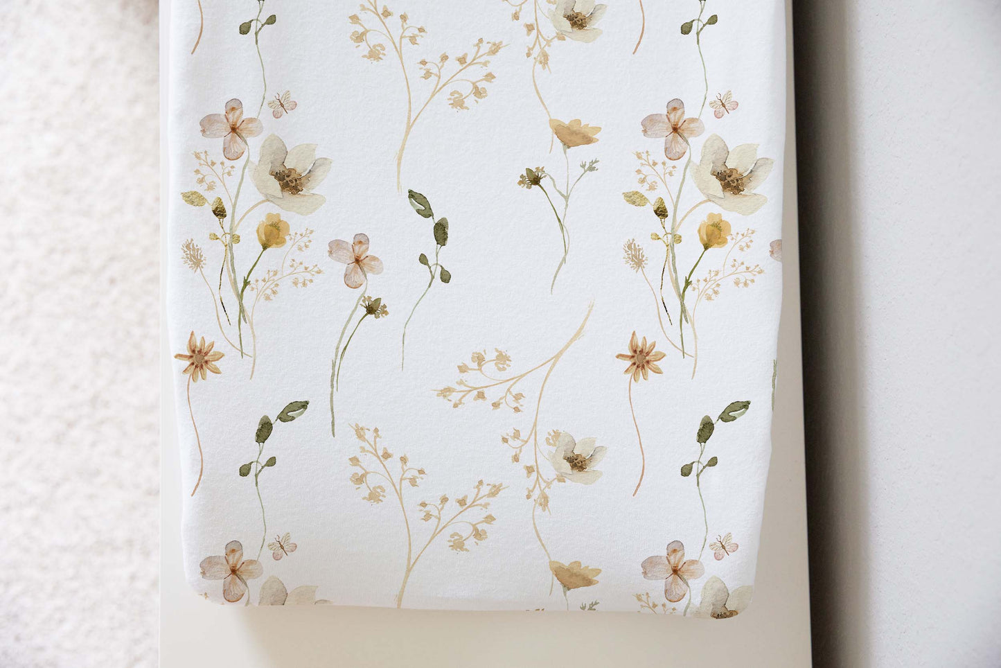 Wild Flowers Changing Pad Cover, Boho Floral Changing pad - Mustard Wildflowers