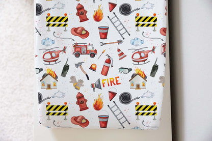 Fireman Changing Pad Cover, Firefighter nursery decor - Little Hero