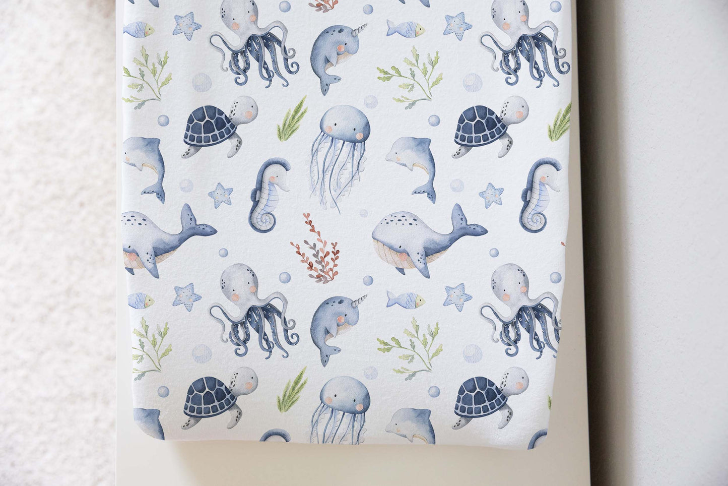 Ocean Changing Pad Cover, Under The Sea Nursery Decor - Little Ocean