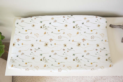 Wild Flowers Changing Pad Cover, Boho Floral Changing pad - Mustard WildFlowers
