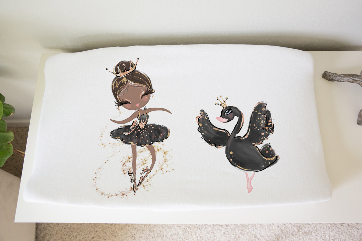 Ballerina and Black Swan Changing Pad Cover - Sweet Ballet