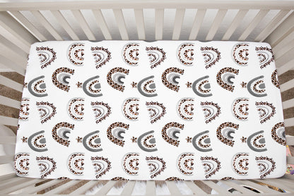Leopard Rainbow Minky Crib Sheet, Rainbow Nursery Bedding