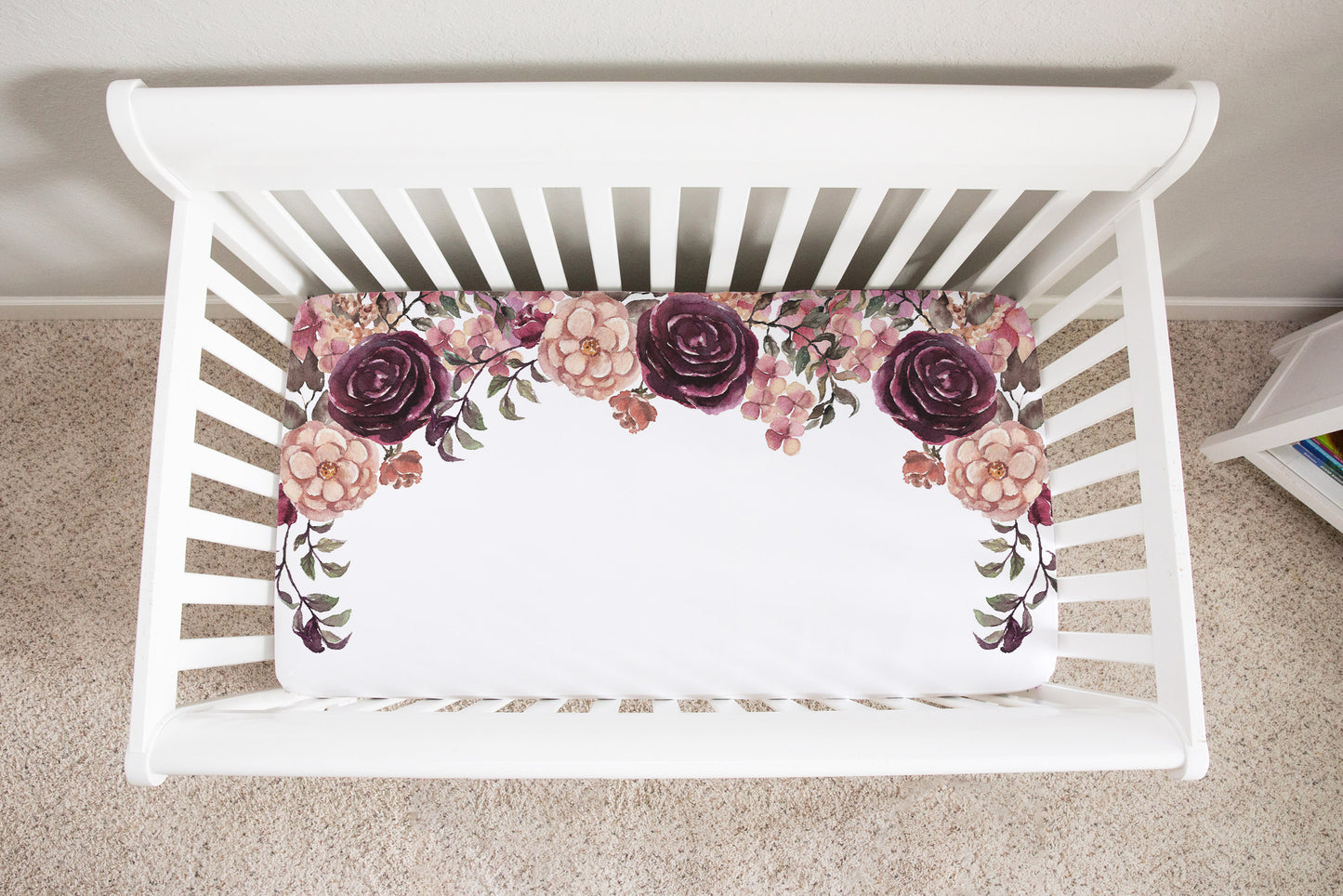 Roses Minky Crib Sheet, Floral Nursery Bedding - Rose Bloom