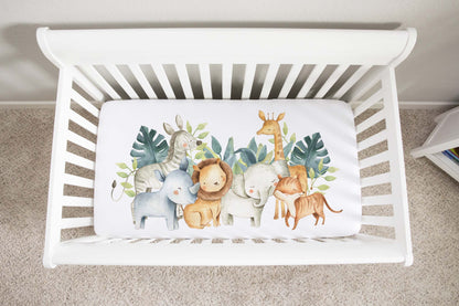 Safari Animals Crib Sheet, Jungle Nursery Bedding - Baby Africa