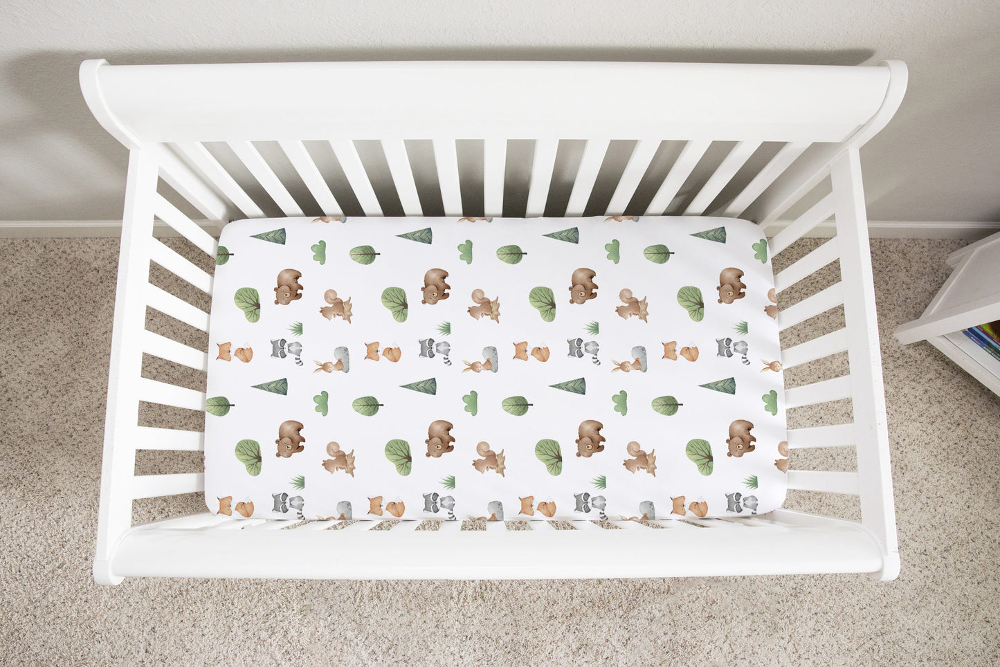Baby Woodland Crib Sheet, Woodland Nursery Bedding- Tiny Woodland