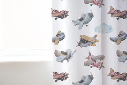 Airplanes Curtain single panel, Airplanes Nursery Bedding - Little Aviator