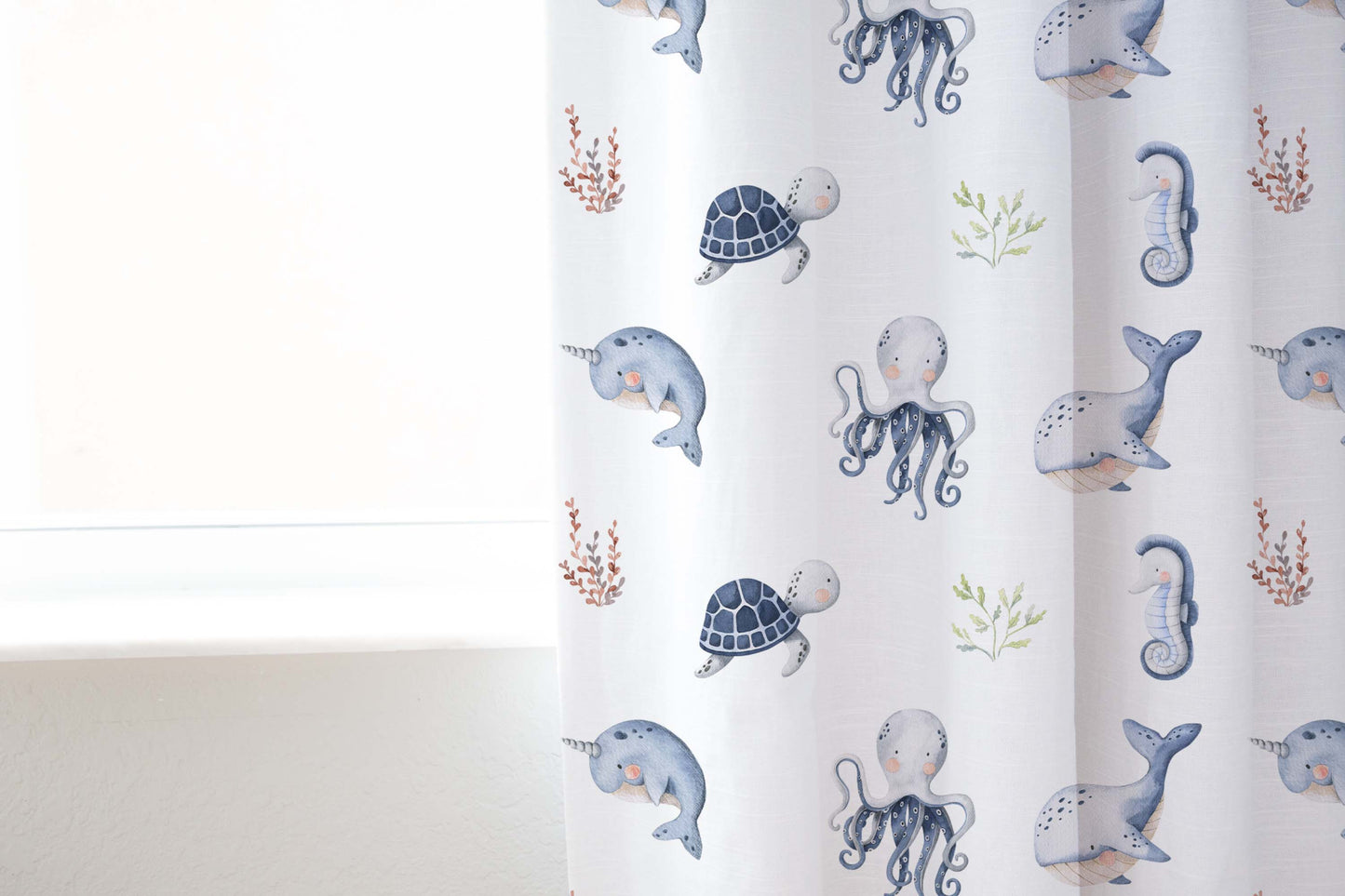 Under the Sea Nursery Curtains Single Panel | Sea Animals Nursery Decor - Little Ocean