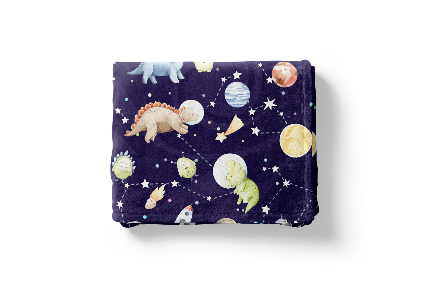 Dinosaurs Space Minky Blanket. Space Nursery Bedding