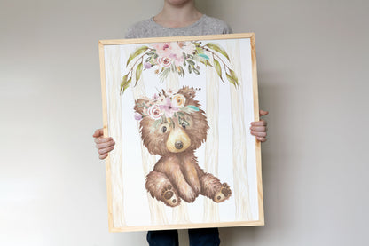Girl Woodland Animals Wall Art, Forest Nursery Prints set - Forest Friends