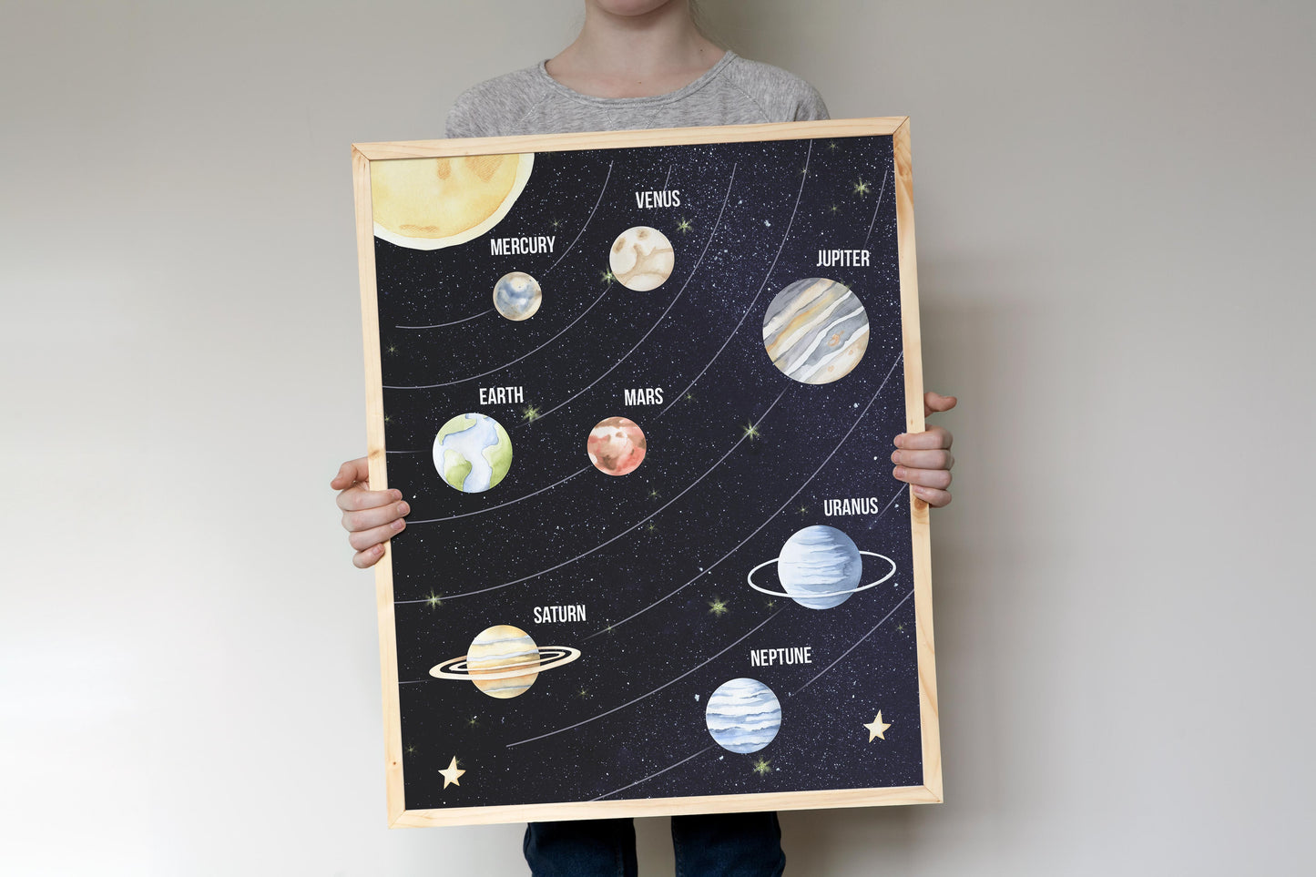 Solar System Wall Art, Space Nursery Print