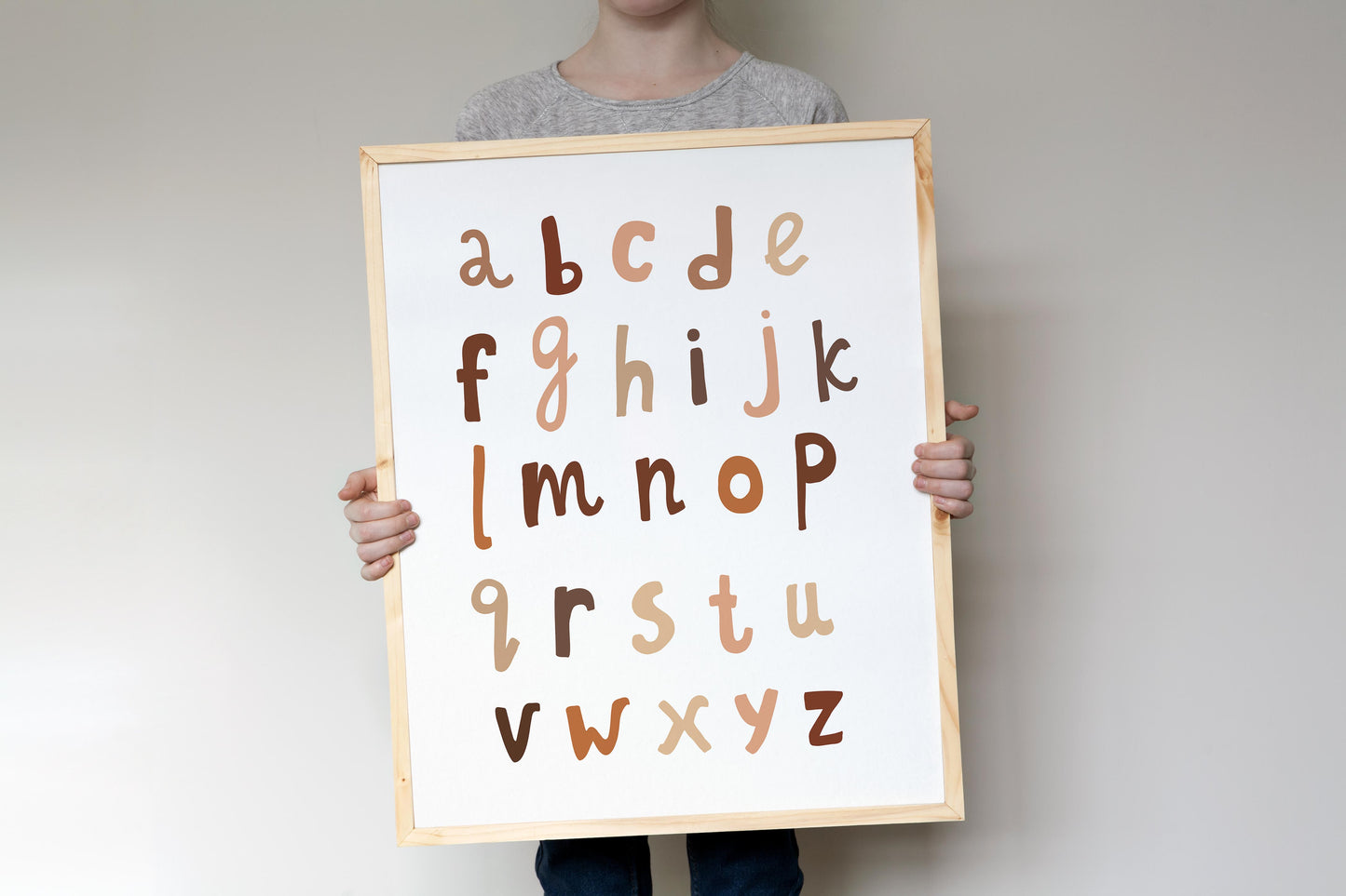 Modern Alphabet and Numbers Wall Art, Educational Nursery Prints set of 3