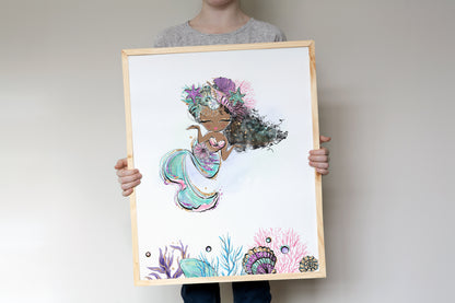 Mermaid Nursery Prints, Under The Sea Wall Art Set of 4 - Mermaid World