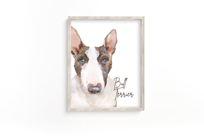 Bull Terrier Dog Wall Art, Dog Nursery Print