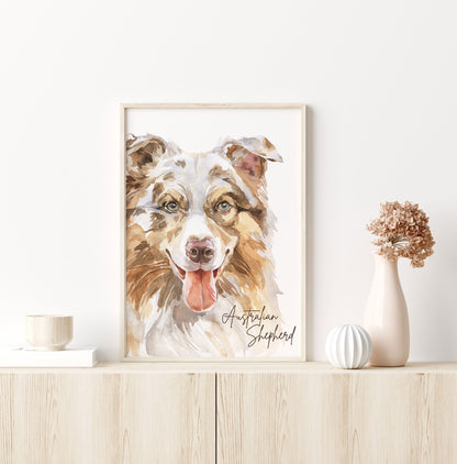 Australian Shepherd, PRINTABLE Dog Wall Art, Animal Nursery Print