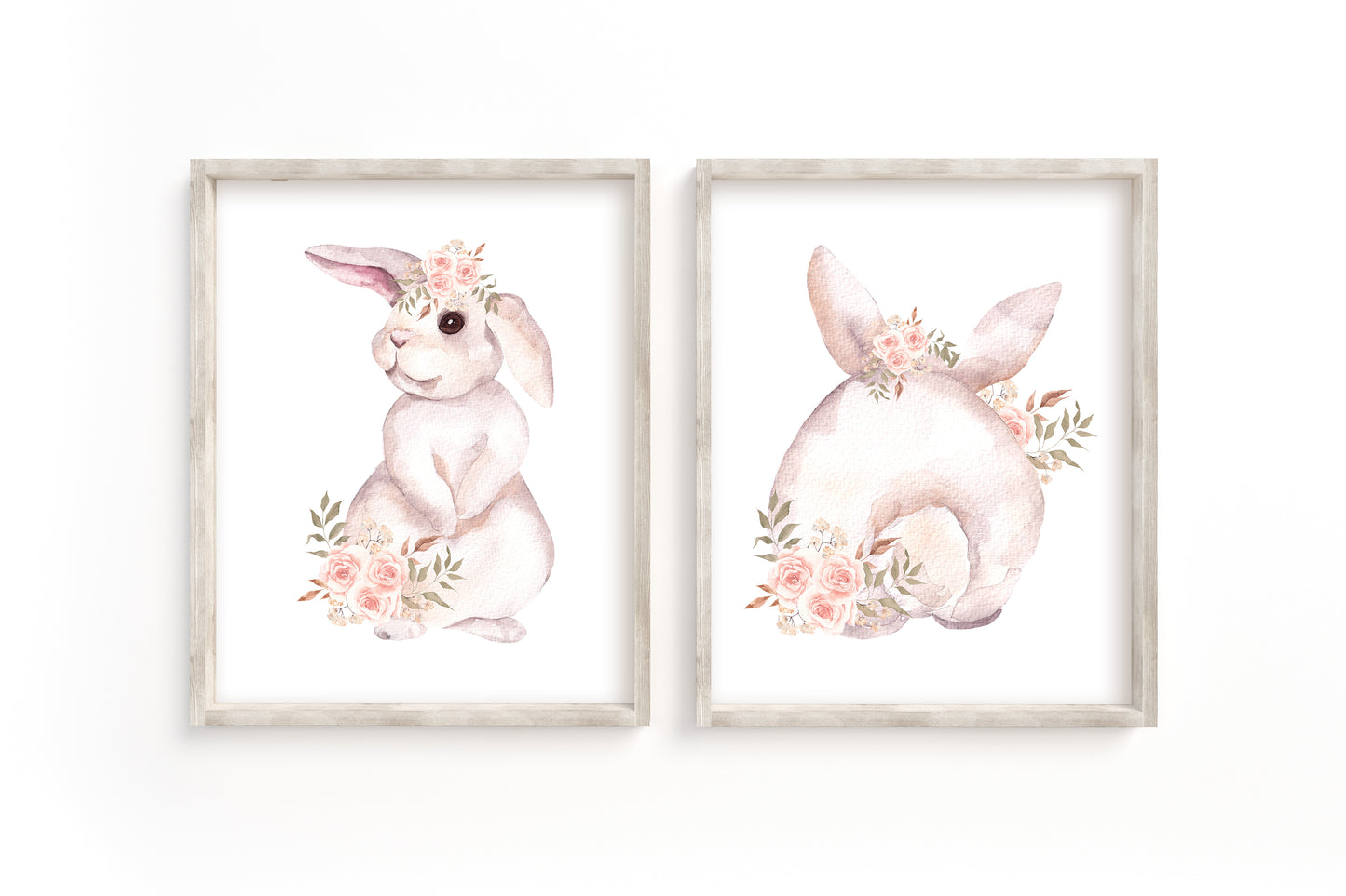 Bunny Wall Art, Woodland Nursery Prints set of 2