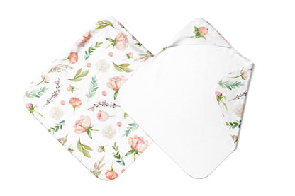 Floral Hooded Baby Towel, Baby Girl Bathroom Towel - Pastel Garden